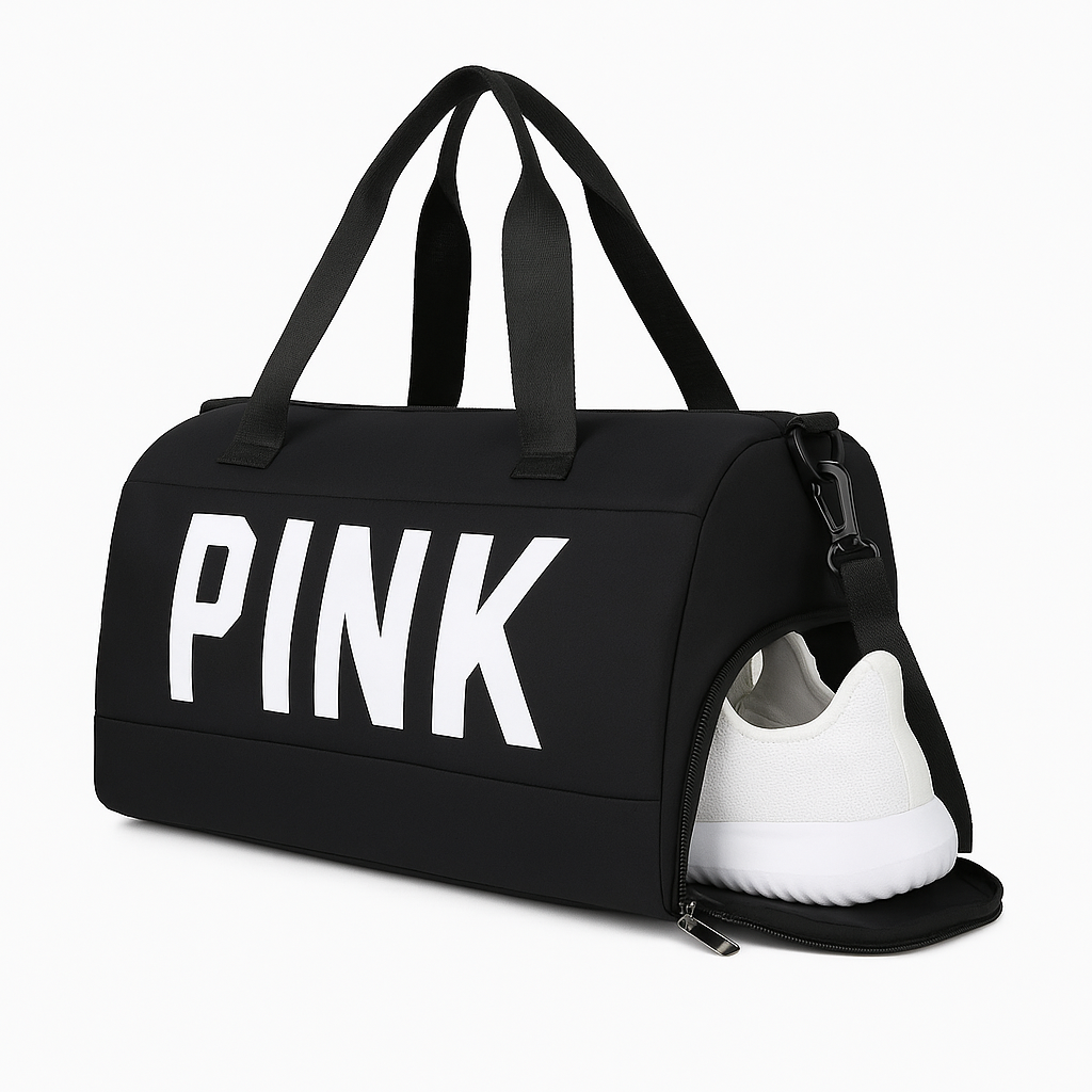 Pink duffel bag