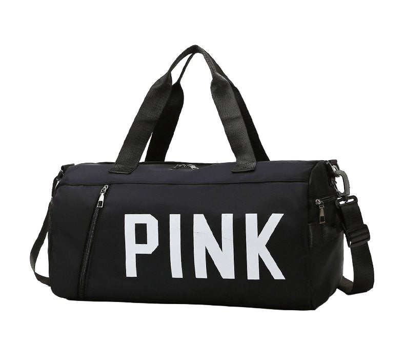Pink duffel bag